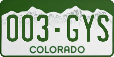 CO license plate 003GYS