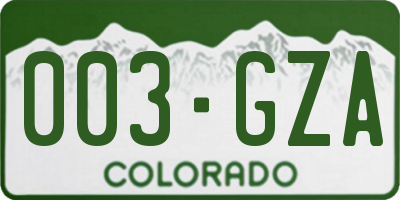 CO license plate 003GZA