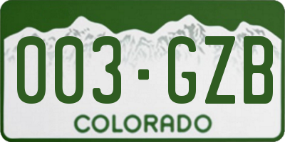 CO license plate 003GZB