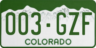 CO license plate 003GZF