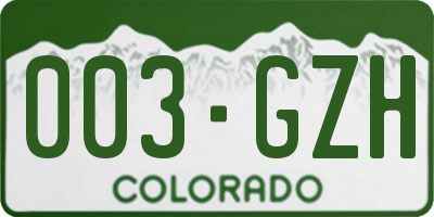 CO license plate 003GZH