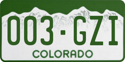 CO license plate 003GZI