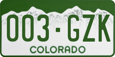 CO license plate 003GZK