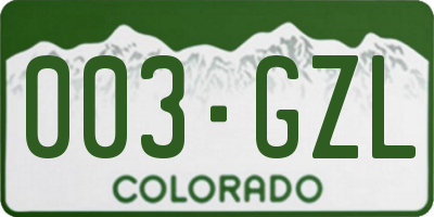 CO license plate 003GZL