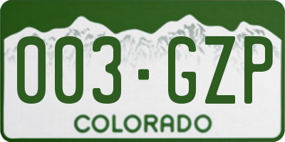 CO license plate 003GZP