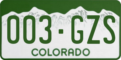 CO license plate 003GZS