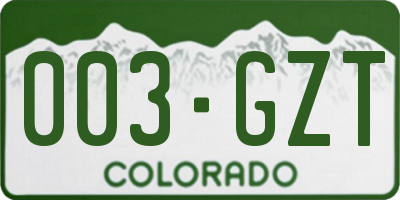 CO license plate 003GZT