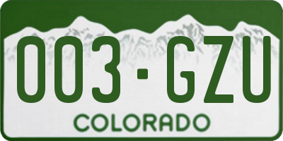 CO license plate 003GZU