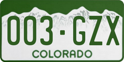 CO license plate 003GZX