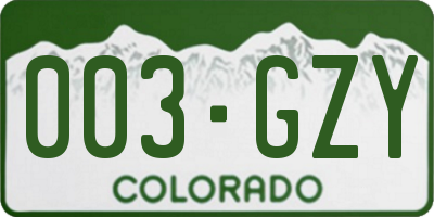 CO license plate 003GZY