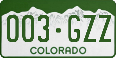 CO license plate 003GZZ