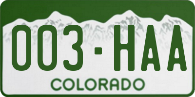 CO license plate 003HAA