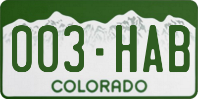 CO license plate 003HAB