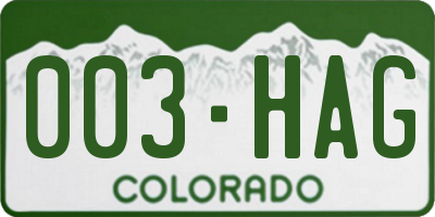 CO license plate 003HAG