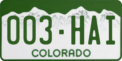 CO license plate 003HAI