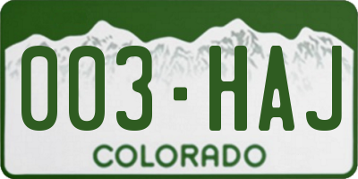 CO license plate 003HAJ