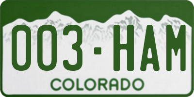 CO license plate 003HAM