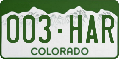 CO license plate 003HAR