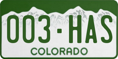 CO license plate 003HAS