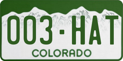 CO license plate 003HAT