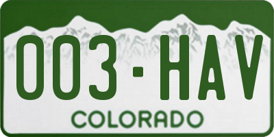 CO license plate 003HAV