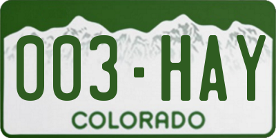 CO license plate 003HAY