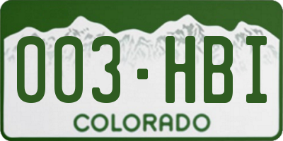 CO license plate 003HBI