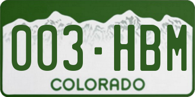 CO license plate 003HBM