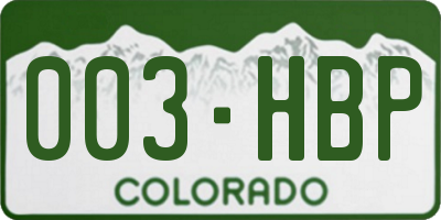 CO license plate 003HBP