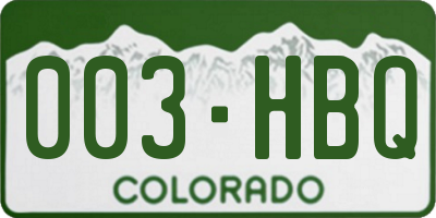 CO license plate 003HBQ