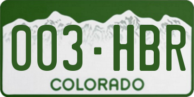 CO license plate 003HBR
