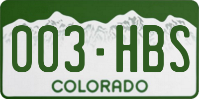 CO license plate 003HBS