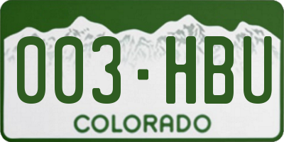 CO license plate 003HBU