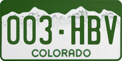 CO license plate 003HBV