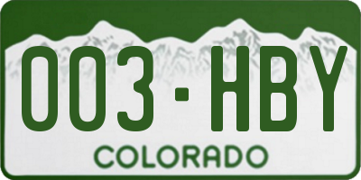 CO license plate 003HBY