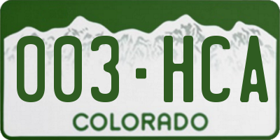 CO license plate 003HCA