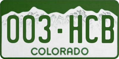 CO license plate 003HCB
