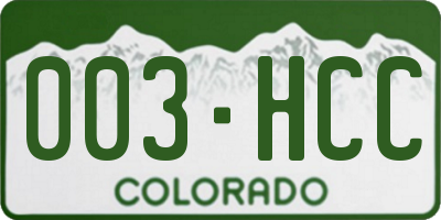 CO license plate 003HCC