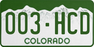 CO license plate 003HCD