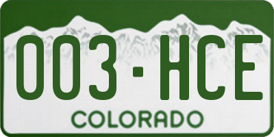 CO license plate 003HCE