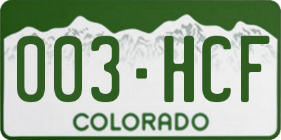 CO license plate 003HCF