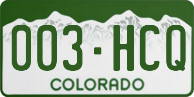 CO license plate 003HCQ