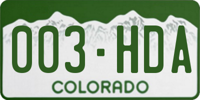 CO license plate 003HDA