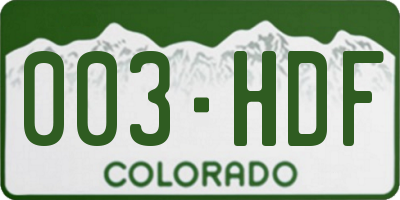 CO license plate 003HDF
