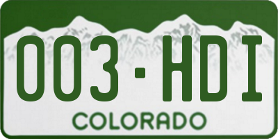 CO license plate 003HDI