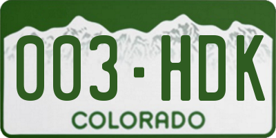 CO license plate 003HDK