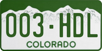 CO license plate 003HDL