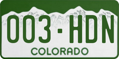 CO license plate 003HDN