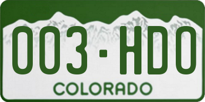 CO license plate 003HDO