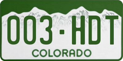 CO license plate 003HDT